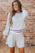 Contrast Striped Trim Cropped Pullover Athletic Short Set