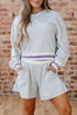 Contrast Striped Trim Cropped Pullover Athletic Short Set