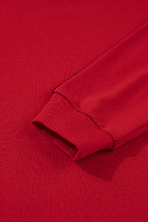 Contrast Tape Stripe Drop Shoulder Varsity Sweatshirt