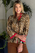 Contrast Trim Animal Print Button Up Woven Shirt