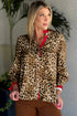 Contrast Trim Animal Print Button Up Woven Shirt