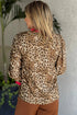 Contrast Trim Animal Print Button Up Woven Shirt