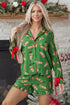 Contrast Trim Bow Knot Viscose Satin Pajama Set