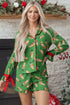 Contrast Trim Bow Knot Viscose Satin Pajama Set