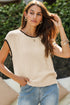 Contrast Trim Boxy Fit Knit Short Sleeve Sweater Top