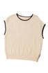Contrast Trim Boxy Fit Knit Short Sleeve Sweater Top