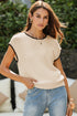 Contrast Trim Boxy Fit Knit Short Sleeve Sweater Top
