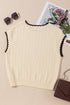 Contrast Trim Boxy Fit Knit Short Sleeve Sweater Top