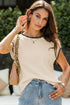 Contrast Trim Boxy Fit Knit Short Sleeve Sweater Top