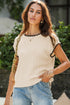 Contrast Trim Boxy Fit Knit Short Sleeve Sweater Top