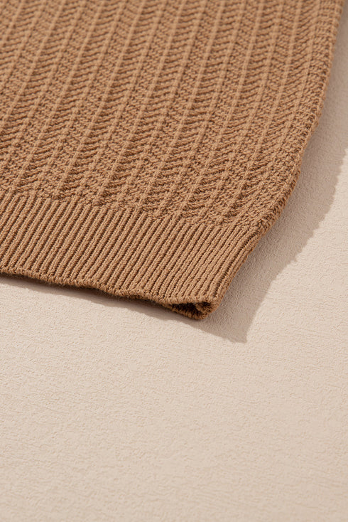 Contrast Trim Boxy Fit Knit Short Sleeve Sweater Top