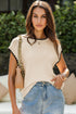 Contrast Trim Boxy Fit Knit Short Sleeve Sweater Top