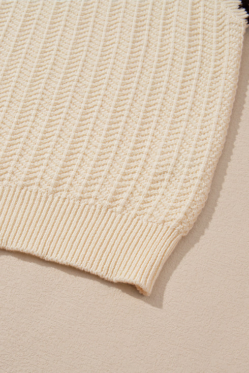 Contrast Trim Boxy Fit Knit Short Sleeve Sweater Top