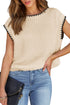 Contrast Trim Boxy Fit Knit Short Sleeve Sweater Top