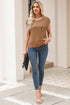 Contrast Trim Boxy Fit Knit Short Sleeve Sweater Top