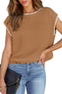 Contrast Trim Boxy Fit Knit Short Sleeve Sweater Top