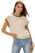 Contrast Trim Boxy Fit Knit Short Sleeve Sweater Top