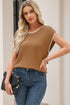 Contrast Trim Boxy Fit Knit Short Sleeve Sweater Top