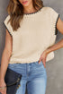 Contrast Trim Boxy Fit Knit Short Sleeve Sweater Top