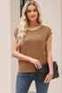 Contrast Trim Boxy Fit Knit Short Sleeve Sweater Top