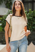 Contrast Trim Boxy Fit Knit Short Sleeve Sweater Top