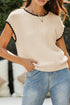 Contrast Trim Boxy Fit Knit Short Sleeve Sweater Top