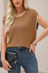 Contrast Trim Boxy Fit Knit Short Sleeve Sweater Top