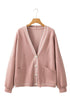 Contrast Trim Button Front Relaxed Fit Knit Cardigan