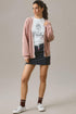 Contrast Trim Button Front Relaxed Fit Knit Cardigan