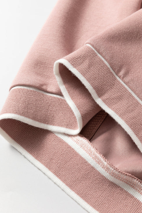 Contrast Trim Button Front Relaxed Fit Knit Cardigan