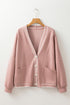Contrast Trim Button Front Relaxed Fit Knit Cardigan