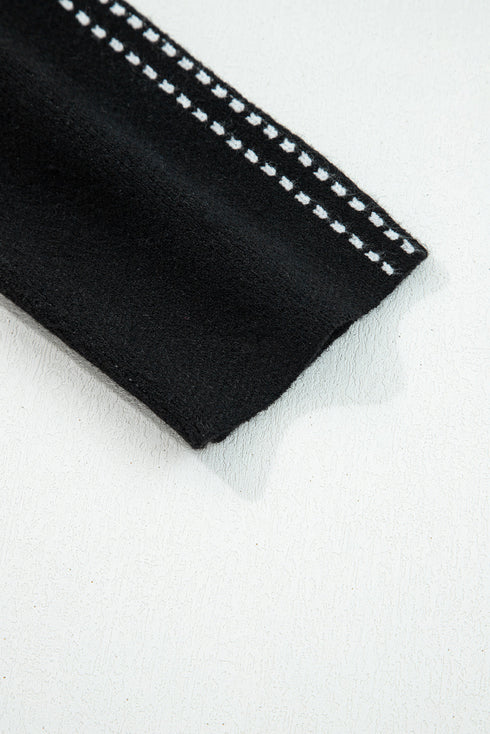 Contrast Trim Button Front Sweater Cardigan