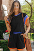 Contrast Trim Cap Sleeve Tee Shorts Set