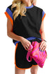 Contrast Trim Cap Sleeve Tee Shorts Set