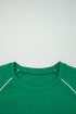 Contrast Trim Crewneck Pullover Mini Skirt Two Piece Dress