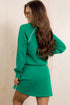 Contrast Trim Crewneck Pullover Mini Skirt Two Piece Dress