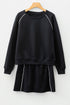 Contrast Trim Crewneck Pullover Mini Skirt Two Piece Dress
