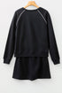 Contrast Trim Crewneck Pullover Mini Skirt Two Piece Dress