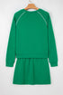 Contrast Trim Crewneck Pullover Mini Skirt Two Piece Dress