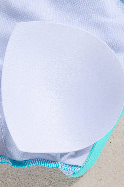 Contrast Trim Crisscross Back High Waisted Bikini