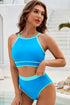 Contrast Trim Crisscross Back High Waisted Bikini