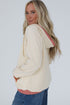 Contrast Trim Crochet Patchwork Exposed Seam V Neck Hoodie