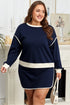 Contrast Trim Drop Shoulder Lace Up Skirt Loungewear Outfit