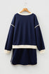 Contrast Trim Drop Shoulder Lace Up Skirt Loungewear Outfit