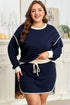 Contrast Trim Drop Shoulder Lace Up Skirt Loungewear Outfit