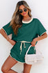 Contrast Trim Drop Shoulder Two Piece Skort Set