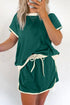 Contrast Trim Drop Shoulder Two Piece Skort Set
