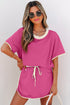 Contrast Trim Drop Shoulder Two Piece Skort Set
