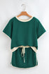 Contrast Trim Drop Shoulder Two Piece Skort Set