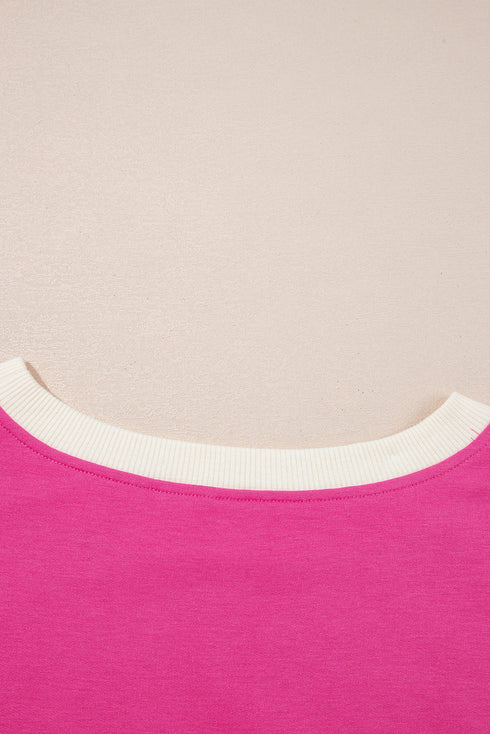 Contrast Trim Drop Shoulder Two Piece Skort Set